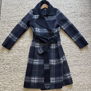 Plaid wrap coat